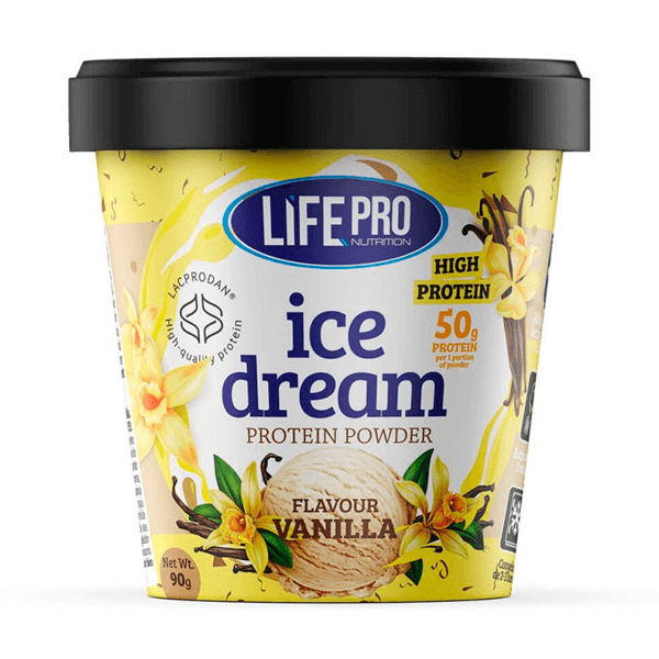 Ice Dream envase de helado proteico en la sección de proteina de suero whey por LifePRO