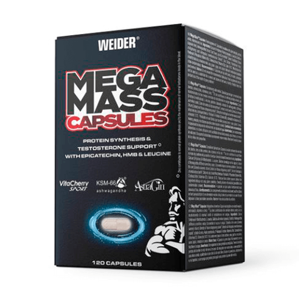 Mega Mass Cápsulas bote de 120 cápsulas en la sección de complejos testosterona de Weider