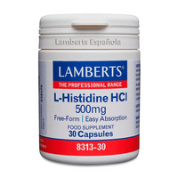 L-Histidina HCI 500mg de 30 cápsulas de la marca Lamberts de la sección otros aminoácidos