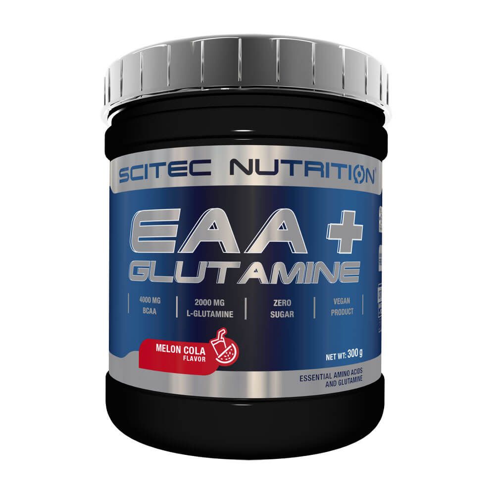 EAA + Glutamina presentación de 300g hecho por Scitec Nutrition suplemento de esenciales e hidrolizados