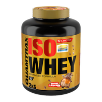 IsoWhey envase de 2kg del fabricante Quamtrax suplemento de proteína de aislado de suero isolate