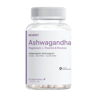 Ashwagandha KSM-66, Magnesio, L-Teanina y Rhodiola bote de 60 cápsulas del fabricante Beverly Nutrition