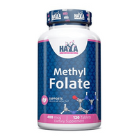 Folato de Metilo 400 mcg de 120 tabletas suplemento de la sección sistema inmunológico de la marca Haya Labs