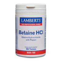 Betaina HCI con Pepsina presentación de 180 tabletas de la marca Lamberts de la categoría digestivos