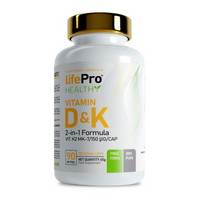 Vitamin D&K envase de 90 cápsulas veganas complemento alimenticio de vitaminas de LifePRO