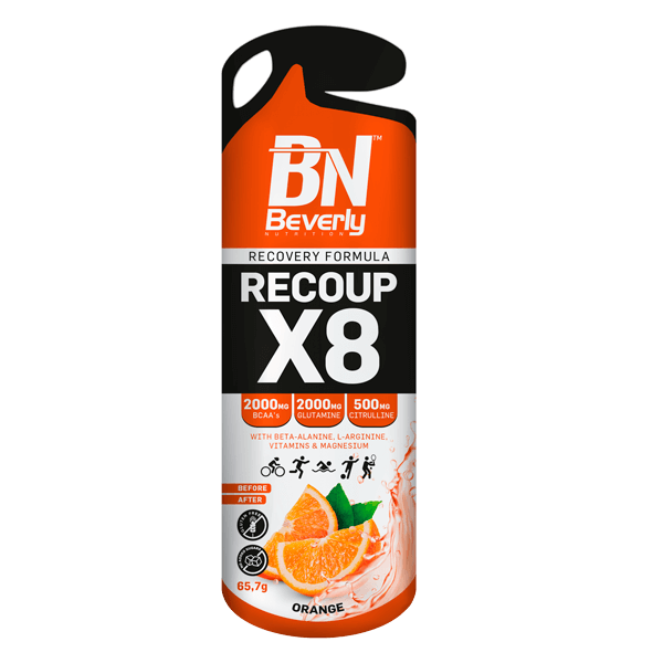 Gel Recoup X8 envase de 65g en la secciÃ³n de post-entreno de Beverly Nutrition