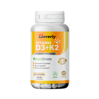 Vitamina D3 + K2 presentación de 60 cápsulas veganas hecho por Beverly Nutrition