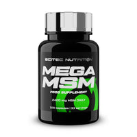 Mega MSM envase de 100 cápsulas complemento alimenticio de msm metilsulfonilmetano por Scitec Nutrition