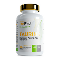 Taurina 1000mg presentación de 90 cápsulas veganas de la marca LifePRO
