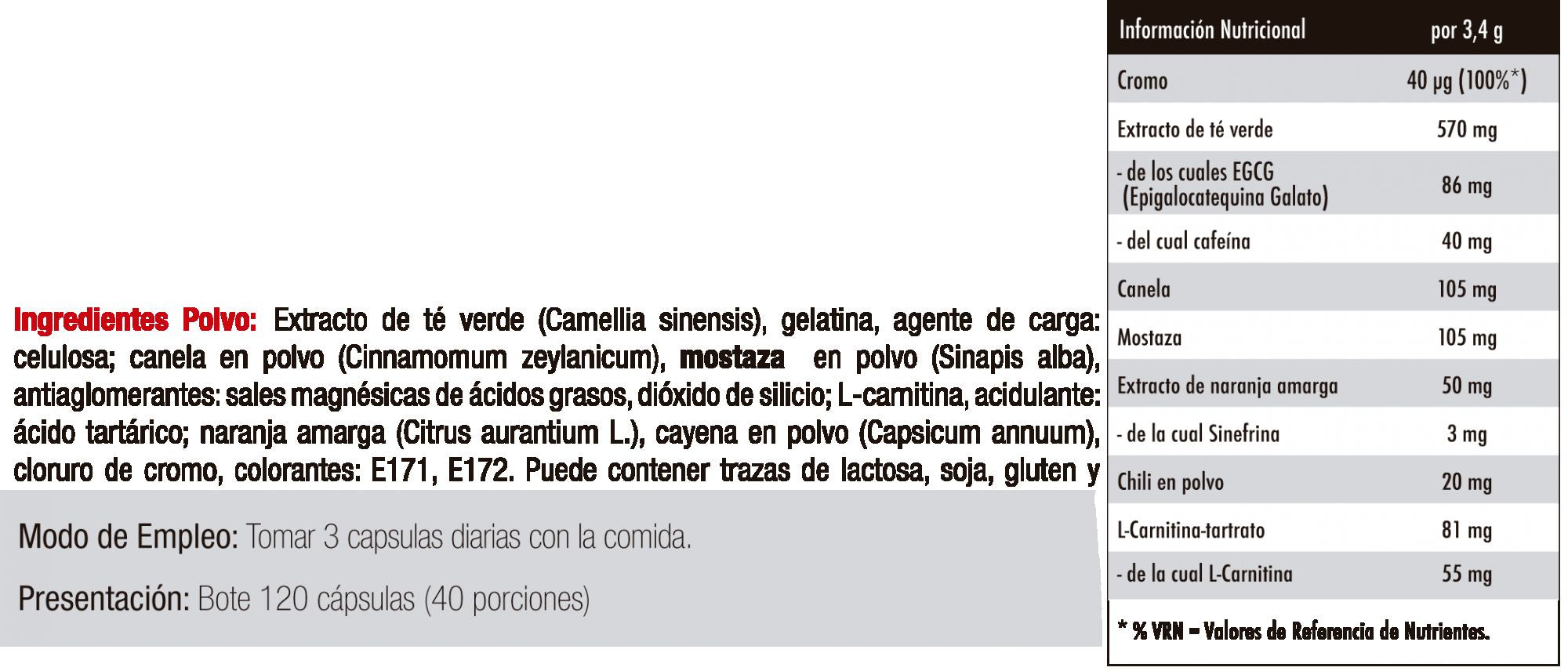 Información nutricional