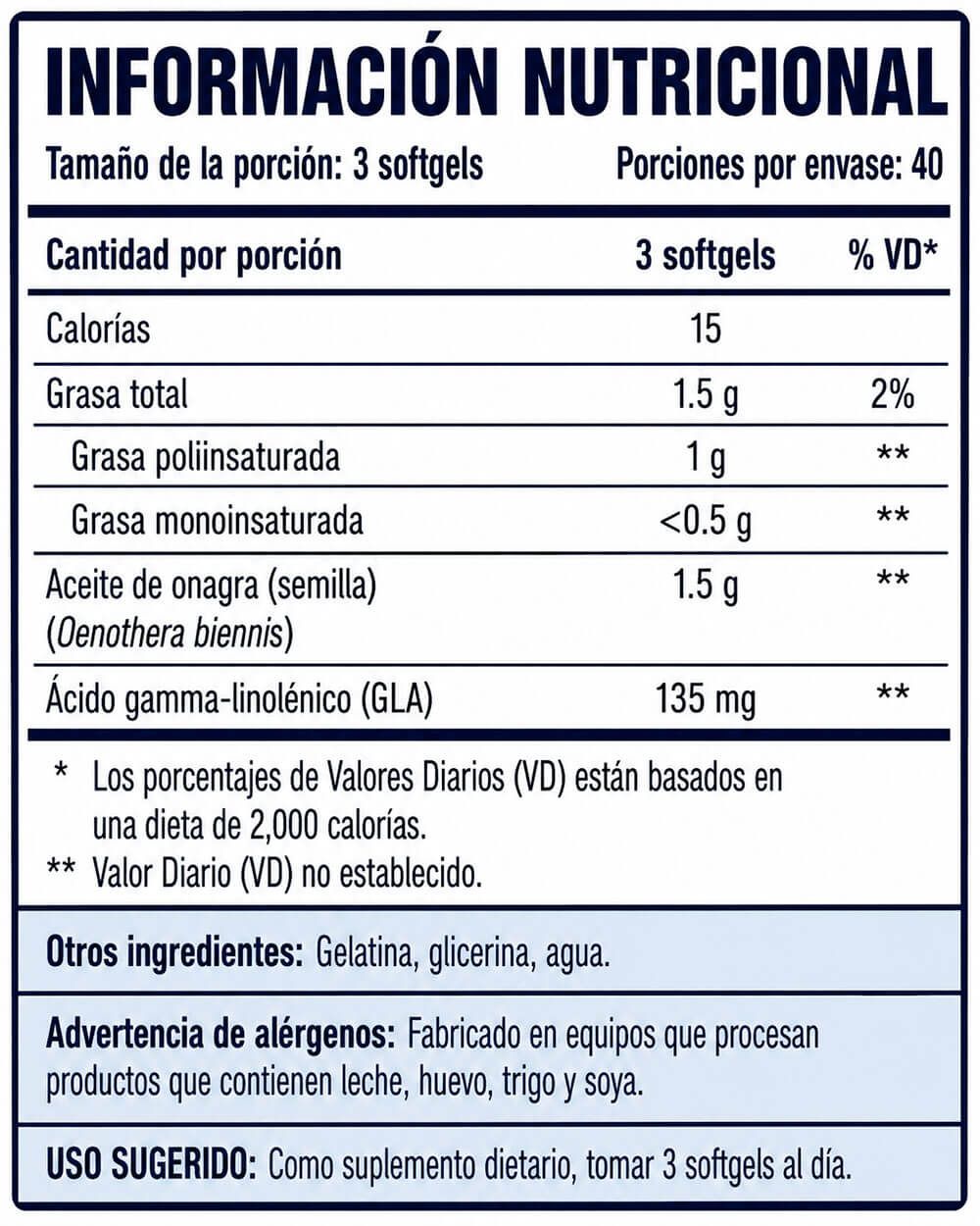 Información nutricional