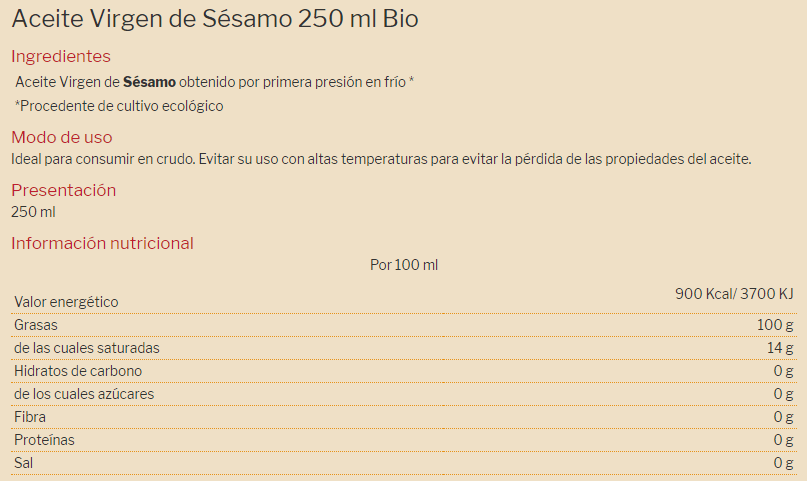 Información nutricional