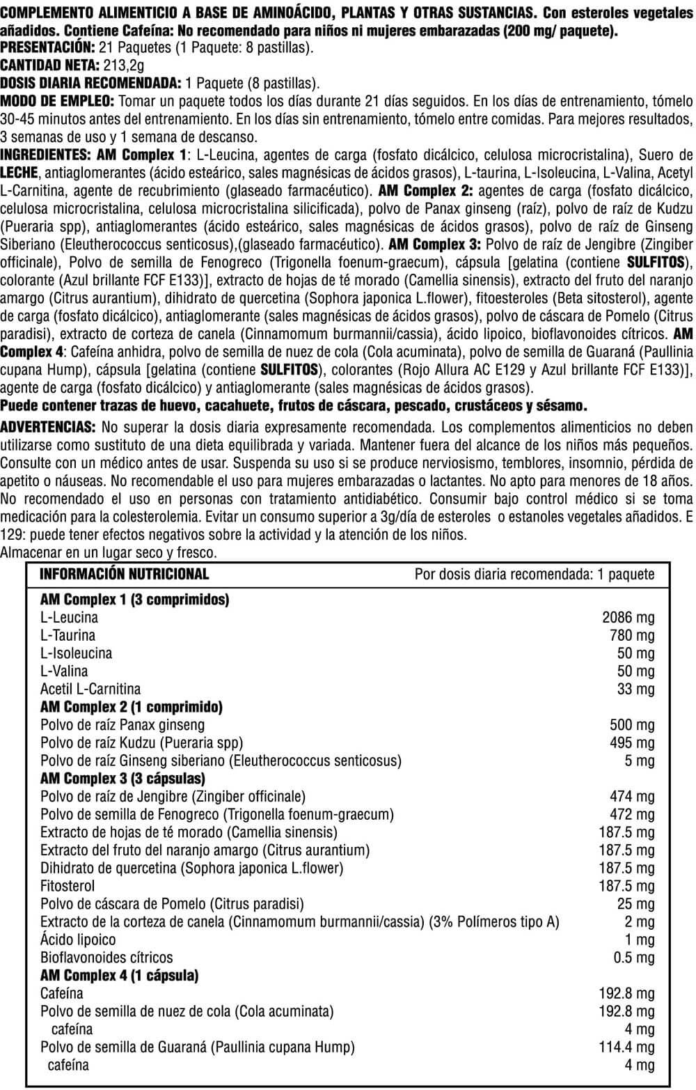 Información nutricional