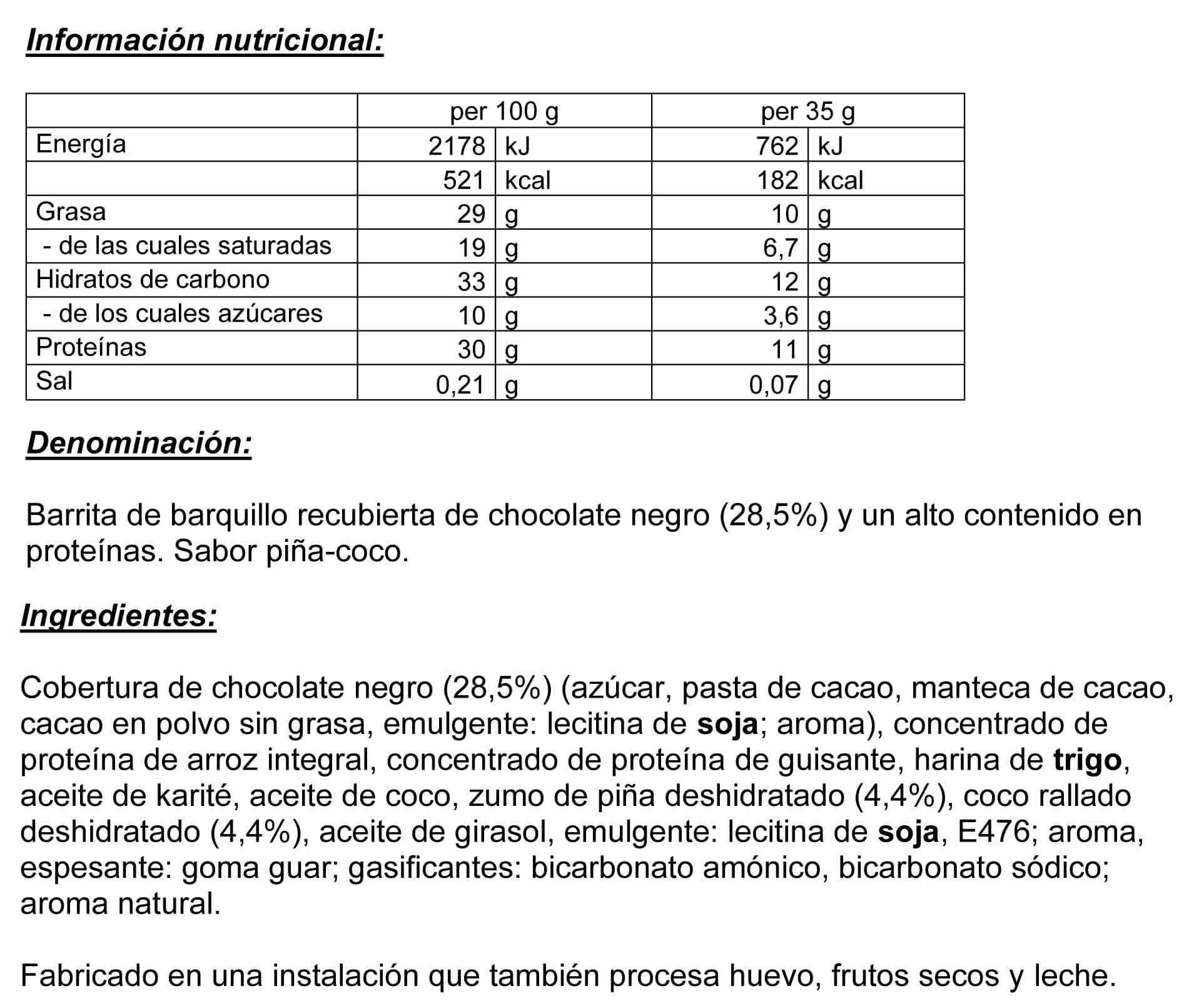 Información nutricional