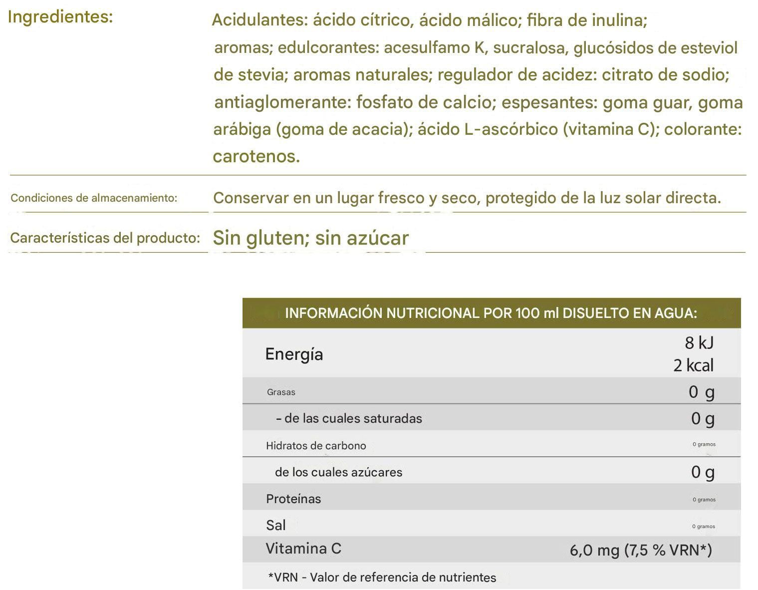 Información nutricional