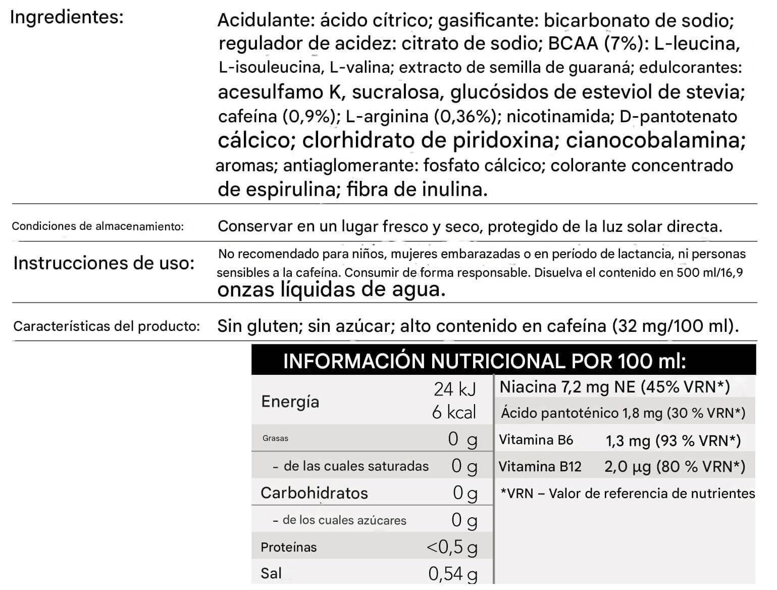 Información nutricional