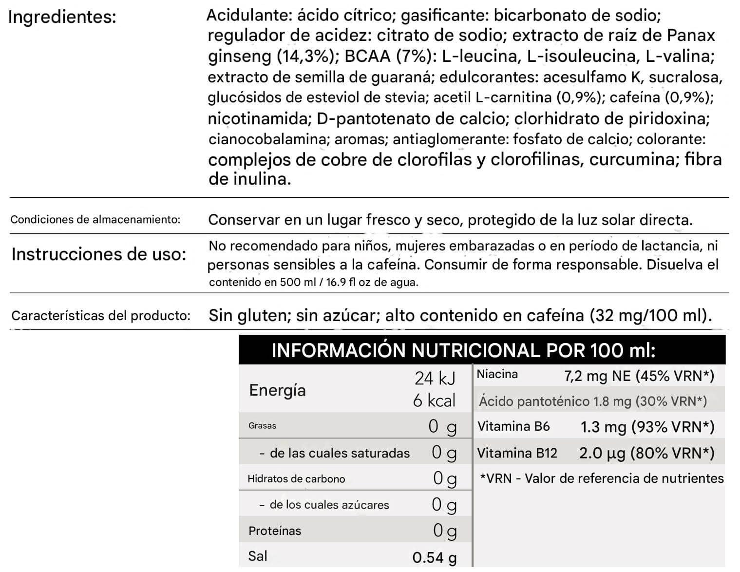 Información nutricional