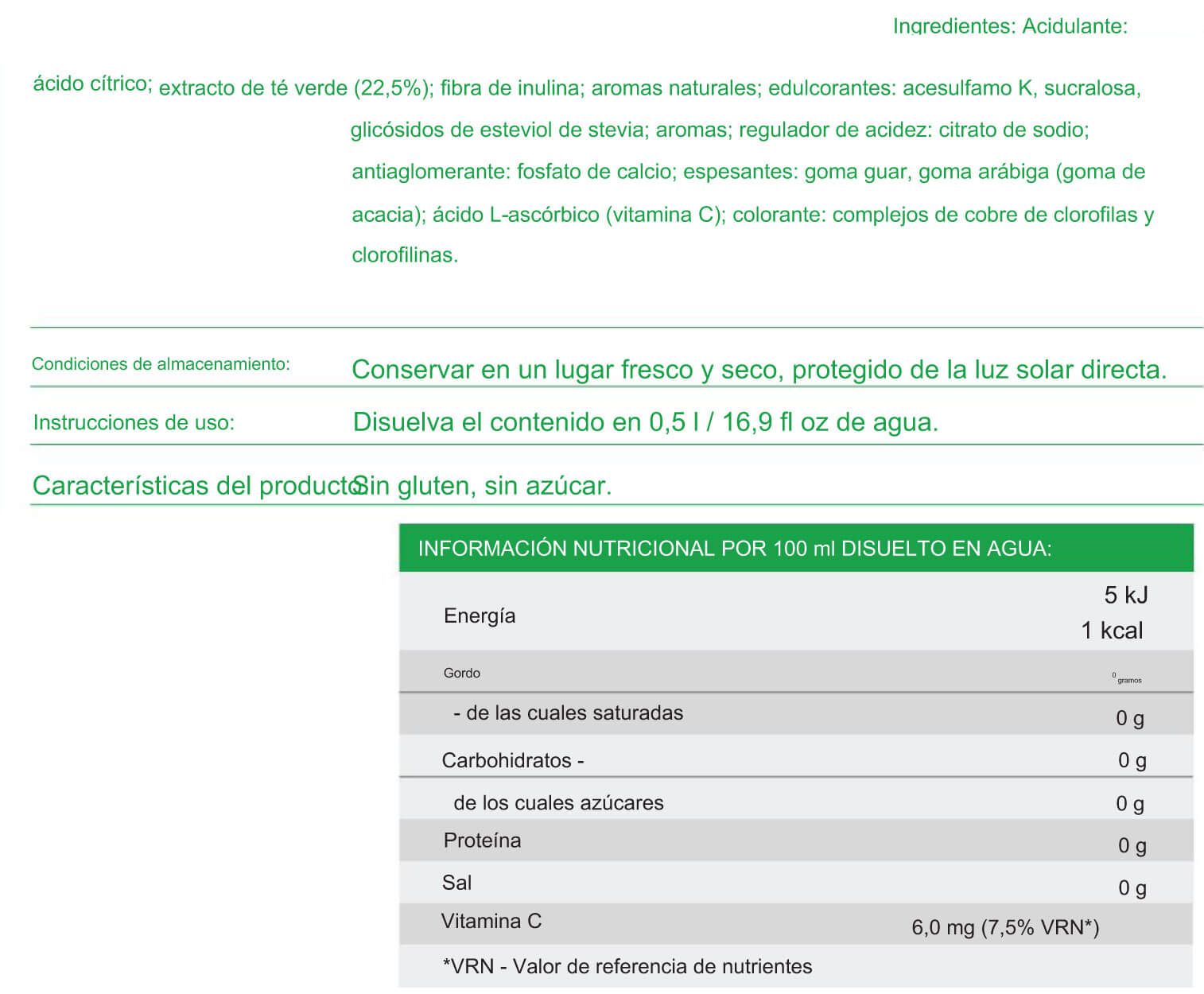 Información nutricional