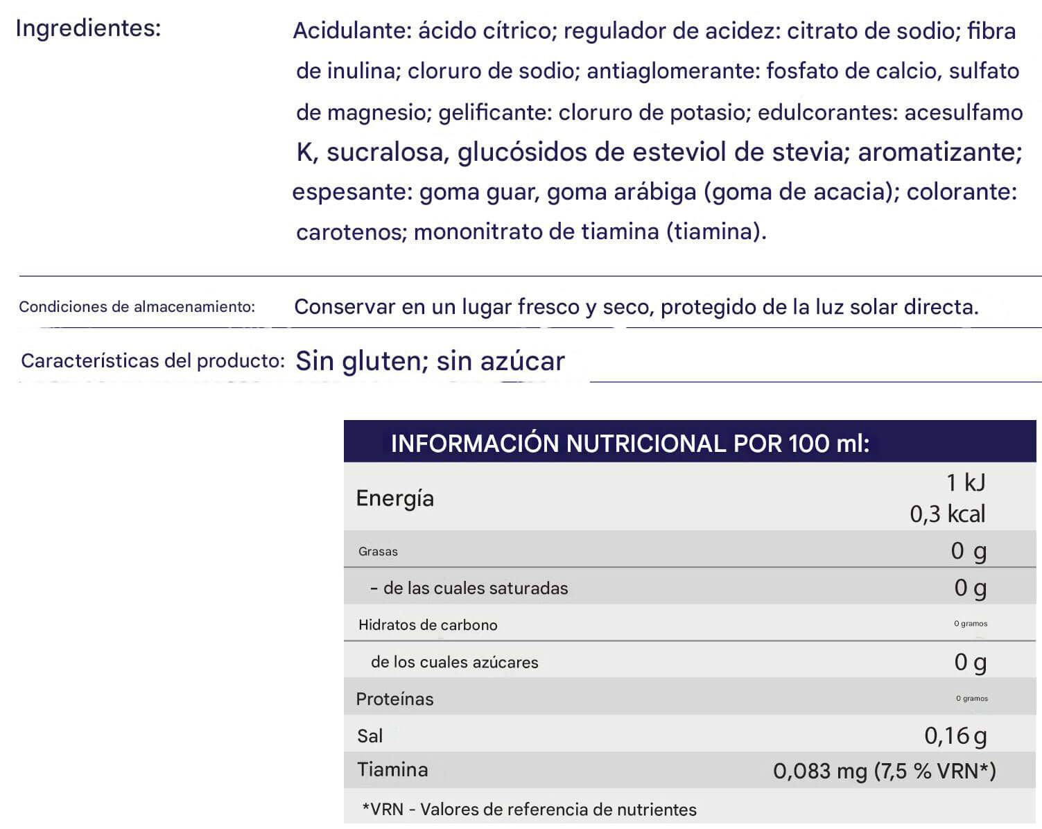 Información nutricional