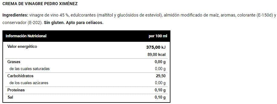 Información nutricional