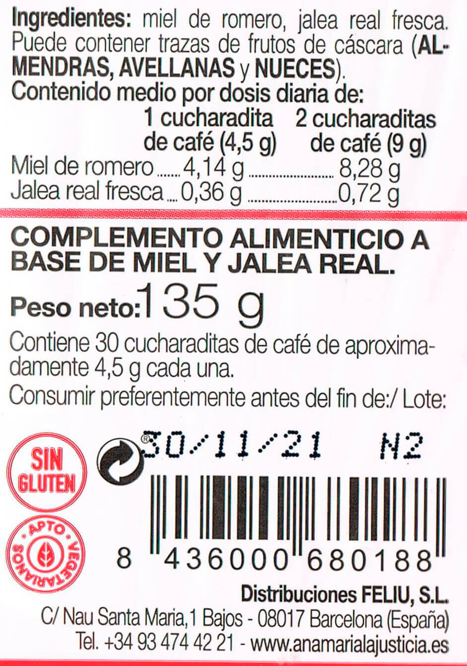 Información nutricional