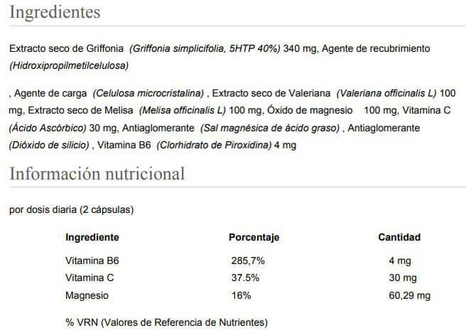Información nutricional