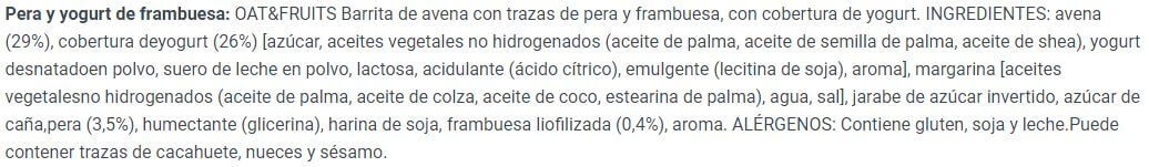 Información nutricional