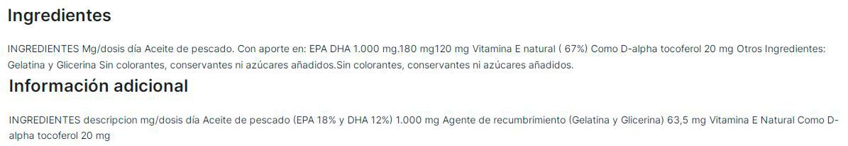 Información nutricional