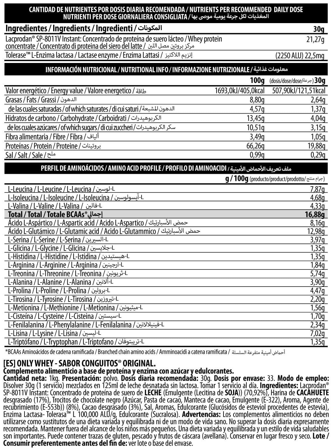 Información nutricional
