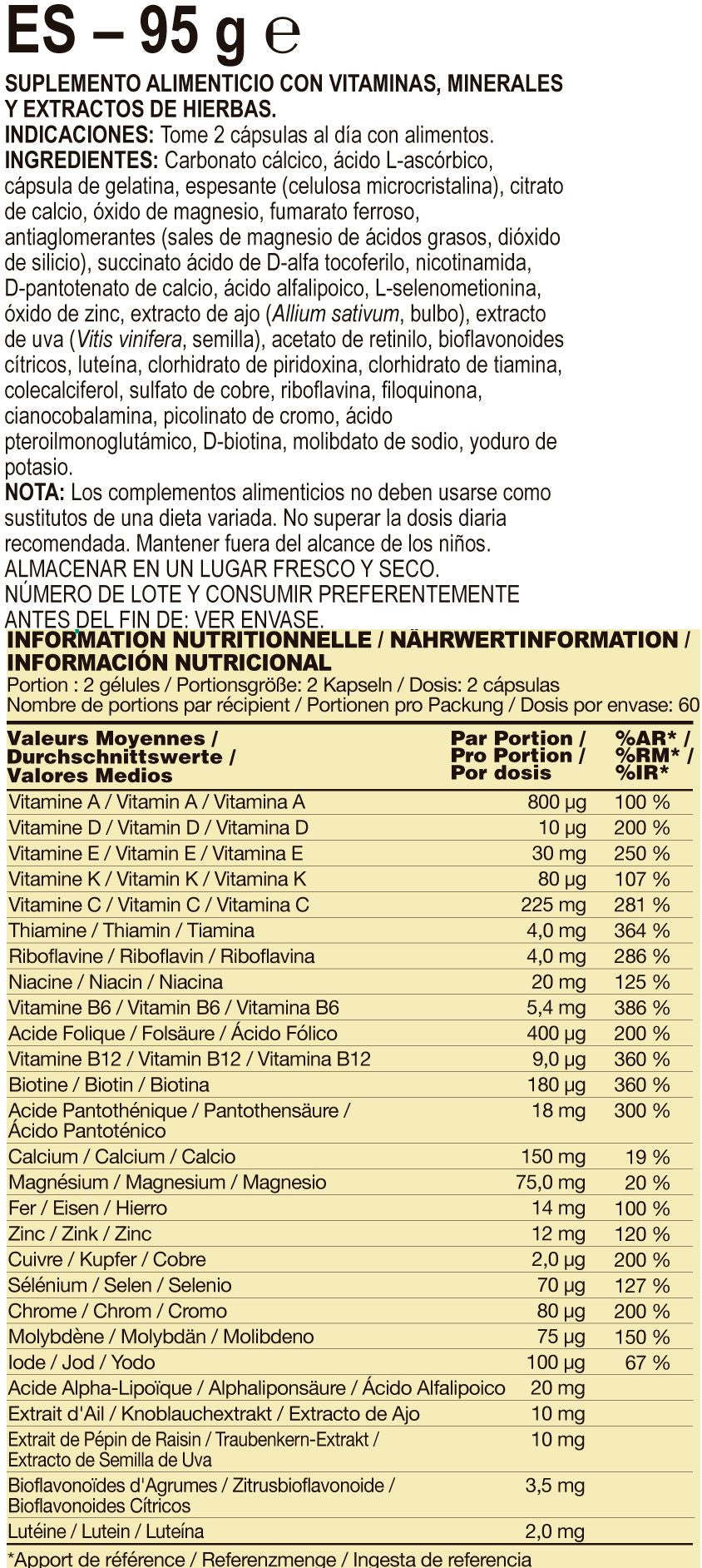 Información nutricional