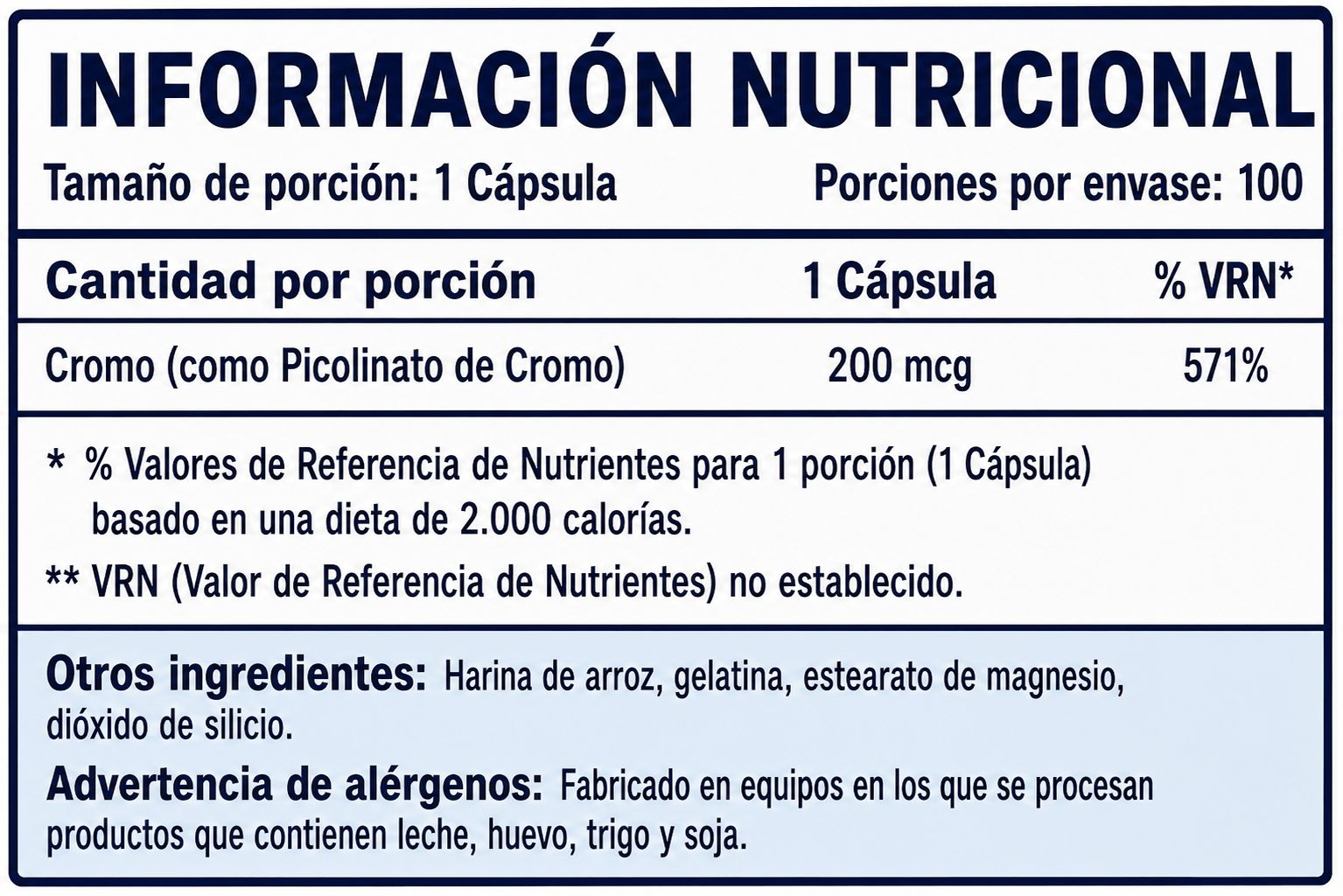 Información nutricional