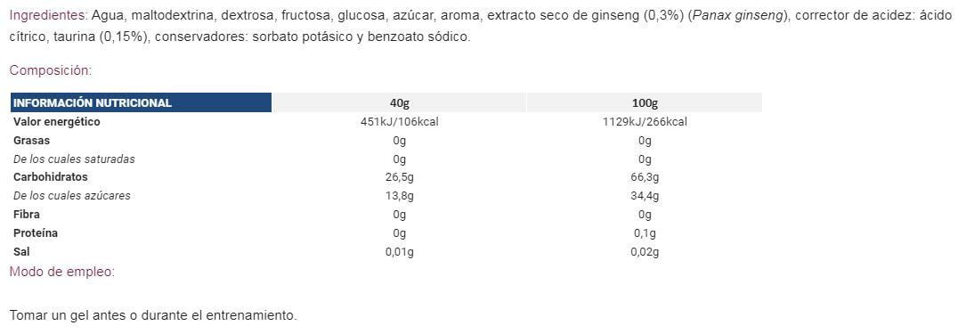 Información nutricional
