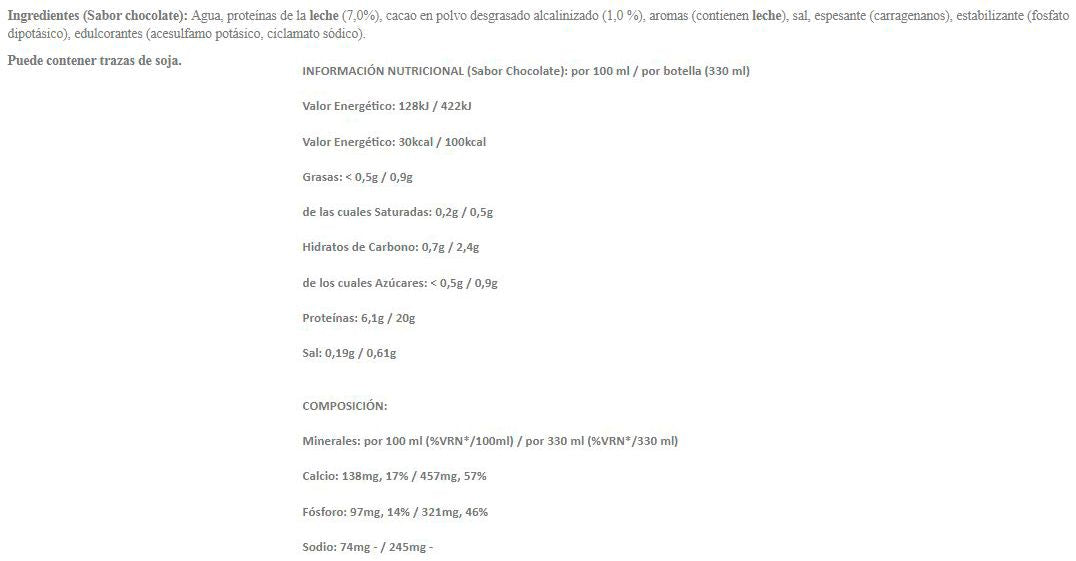 Información nutricional