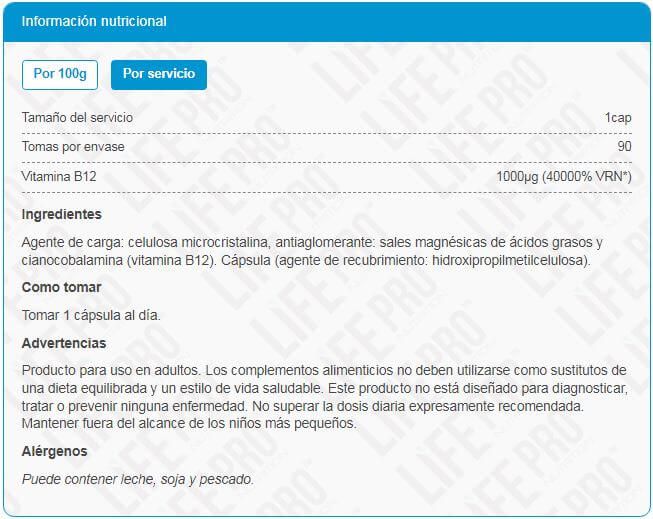 Información nutricional