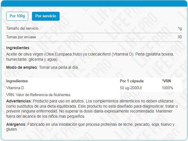 Información nutricional
