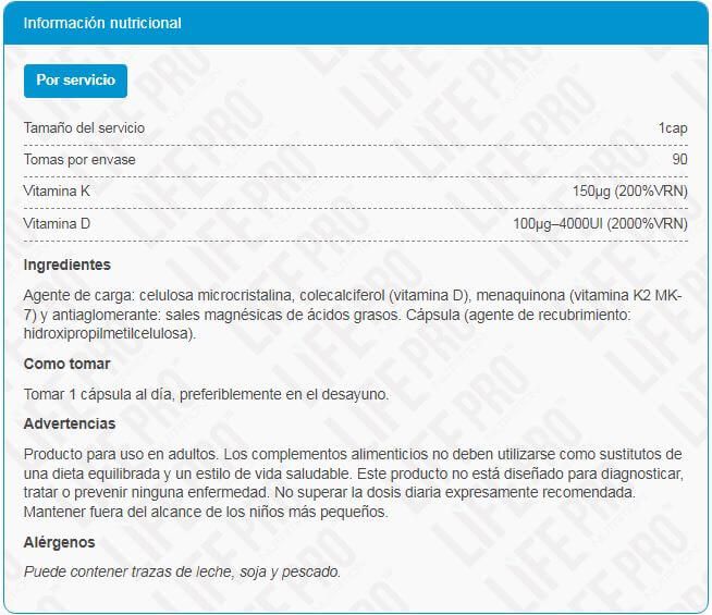 Información nutricional