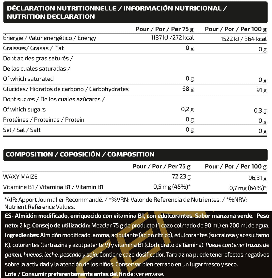 Información nutricional