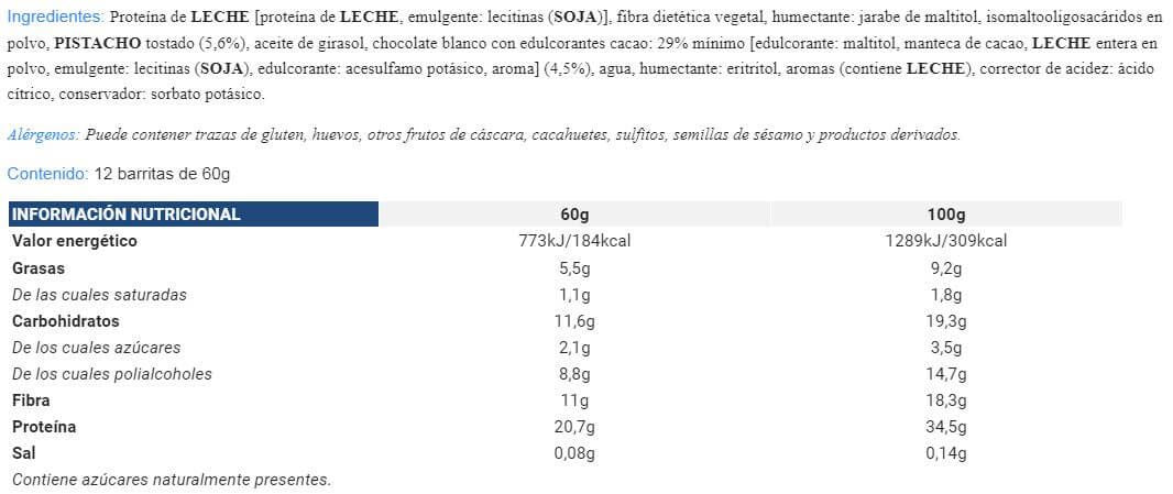 Información nutricional